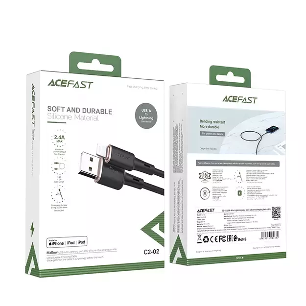 Acefast cable MFI USB - Lightning 1.2m, 2.4A black (C2-02 black) 4