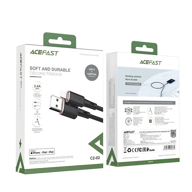 Acefast cable MFI USB - Lightning 1.2m, 2.4A black (C2-02 black) 15