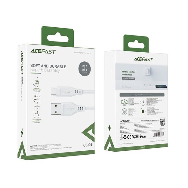 Acefast USB cable - USB Type C 1.2m, 3A white (C3-04 white) 23