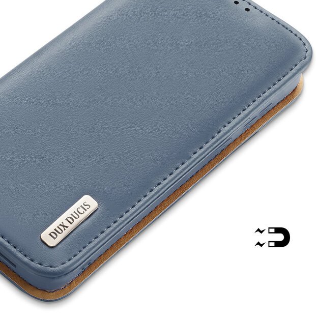 Dux Ducis Hivo Leather Flip Cover Genuine Leather Wallet For Cards And Documents Samsung Galaxy S22 + (S22 Plus) Blue 26