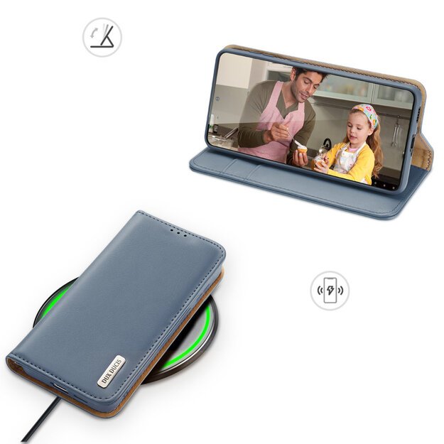 Dux Ducis Hivo Leather Flip Cover Genuine Leather Wallet For Cards And Documents Samsung Galaxy S22 + (S22 Plus) Blue 27