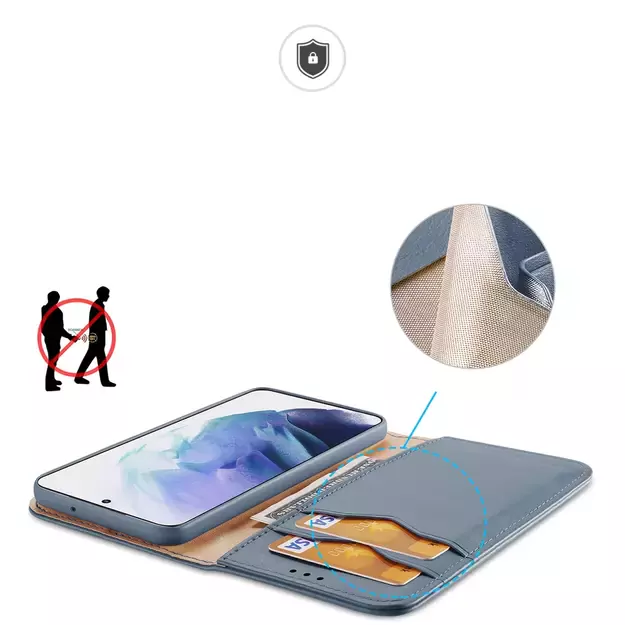 Dux Ducis Hivo Leather Flip Cover Genuine Leather Wallet For Cards And Documents Samsung Galaxy S22 + (S22 Plus) Blue 2