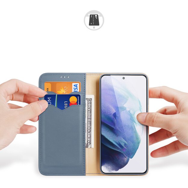 Dux Ducis Hivo Leather Flip Cover Genuine Leather Wallet For Cards And Documents Samsung Galaxy S22 + (S22 Plus) Blue 22