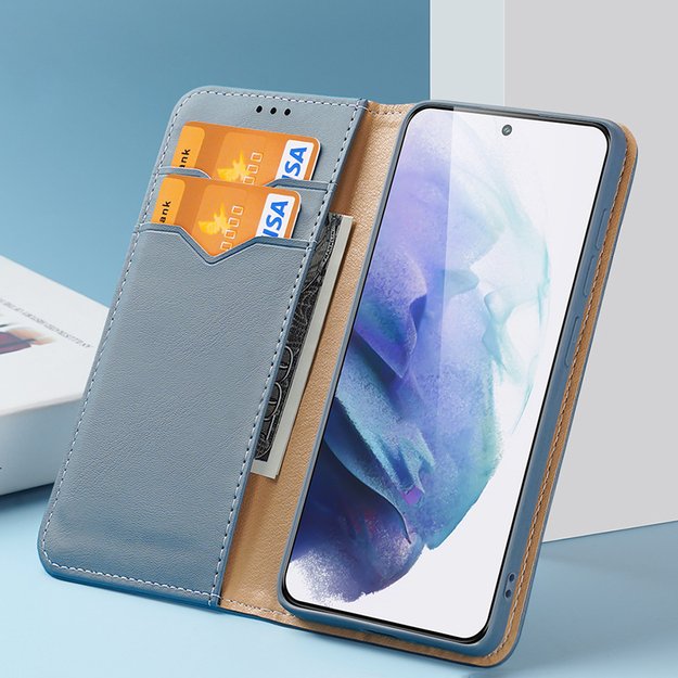 Dux Ducis Hivo Leather Flip Cover Genuine Leather Wallet For Cards And Documents Samsung Galaxy S22 + (S22 Plus) Blue 30