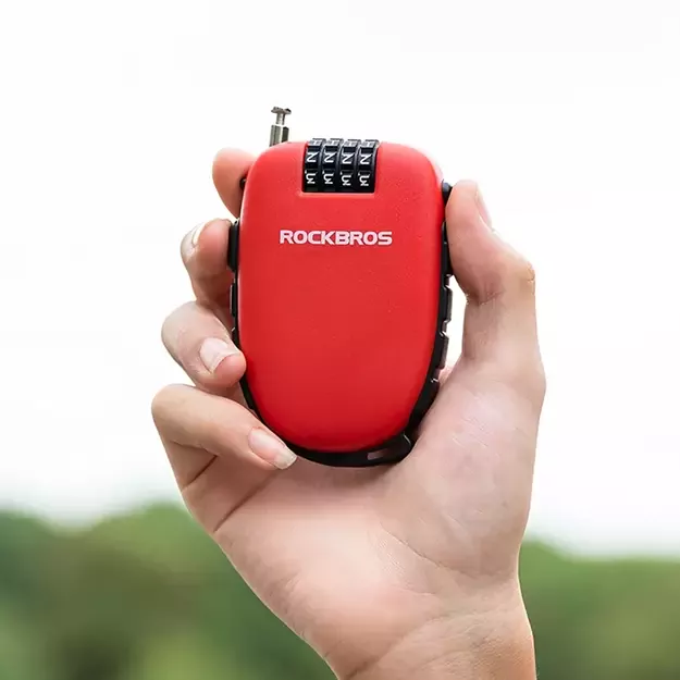 Rockbros 32420981001 bicycle lock with retractable cable - red 11