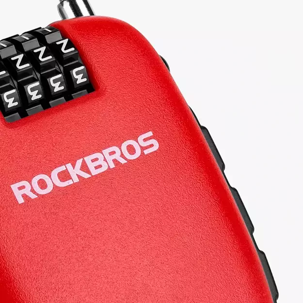 Rockbros 32420981001 bicycle lock with retractable cable - red 2