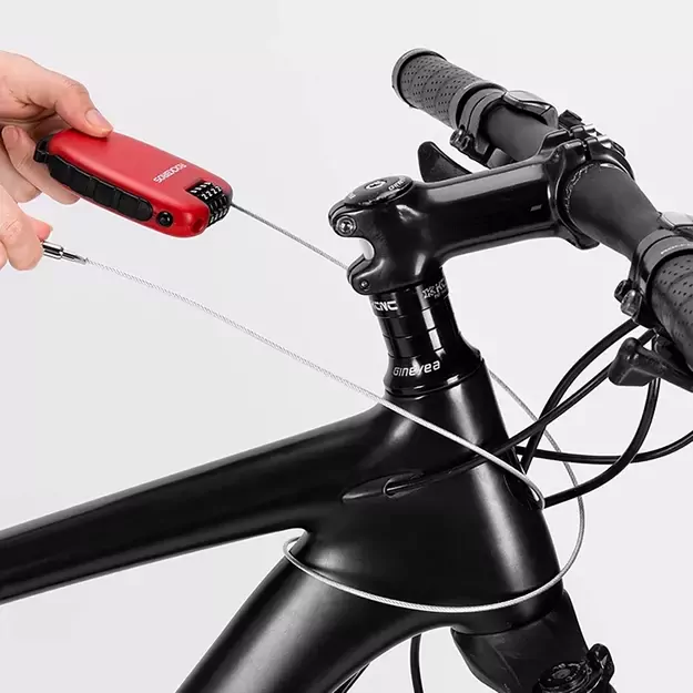 Rockbros 32420981001 bicycle lock with retractable cable - red 14