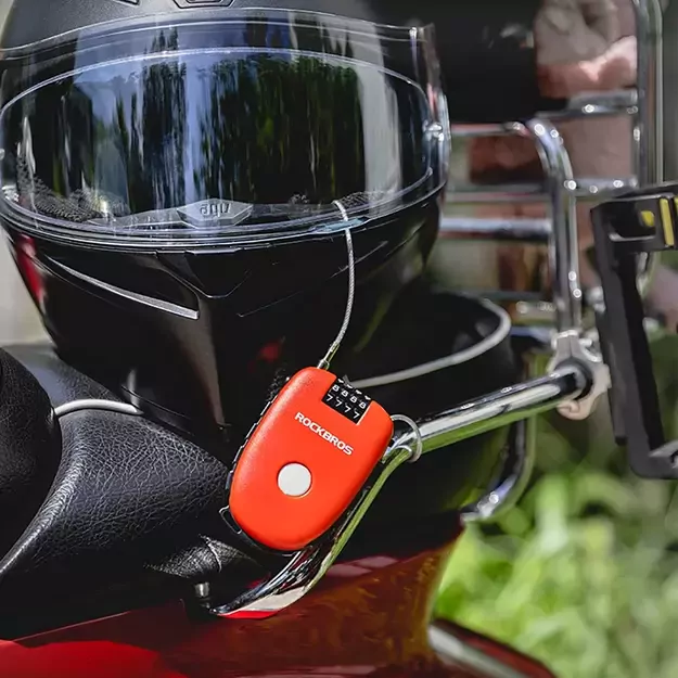 Rockbros 32420981001 bicycle lock with retractable cable - red 13