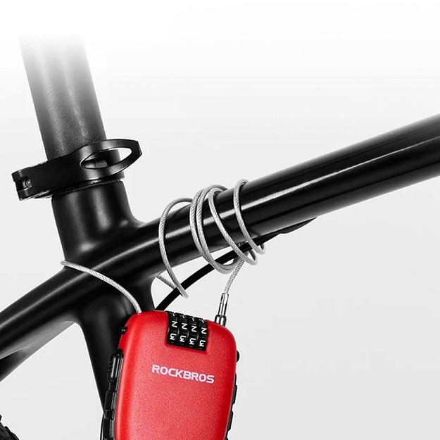 Rockbros 32420981001 bicycle lock with retractable cable - red 4