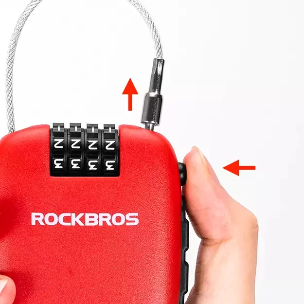Rockbros 32420981001 bicycle lock with retractable cable - red 3