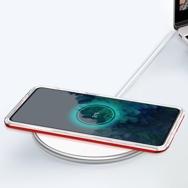 Clear 3in1 Case for Samsung Galaxy S21 + 5G (S21 Plus 5G) Frame Gel Cover Red 12