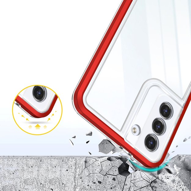 Clear 3in1 Case for Samsung Galaxy S21 + 5G (S21 Plus 5G) Frame Gel Cover Red 11