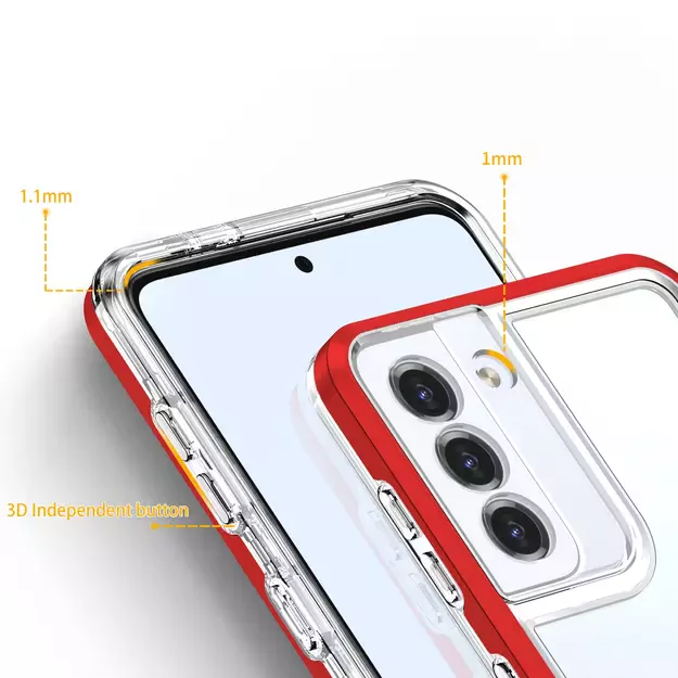 Clear 3in1 Case for Samsung Galaxy S21 + 5G (S21 Plus 5G) Frame Gel Cover Red 3