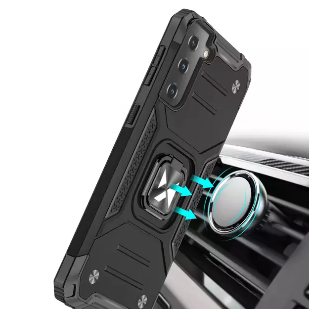 Wozinsky Ring Armor Tough Hybrid Case Cover + Magnetic Mount for Samsung Galaxy S22 gold 7