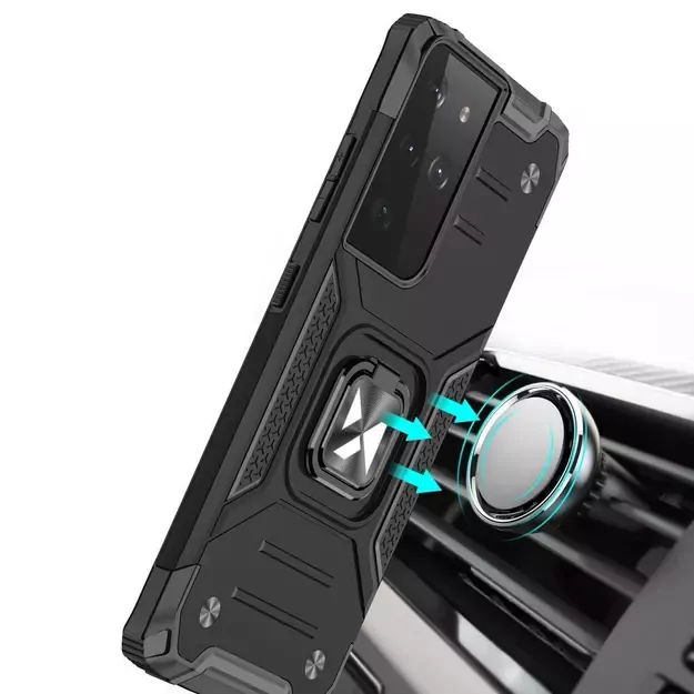 Wozinsky Ring Armor tough hybrid case cover + magnetic holder for Samsung Galaxy S22 Ultra blue 9