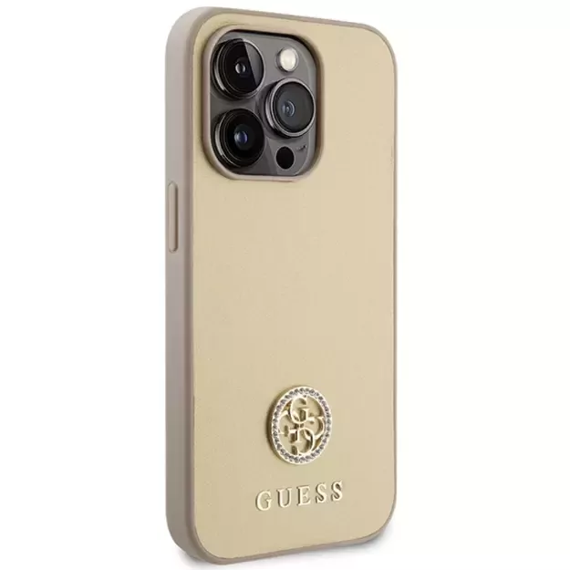Guess GUHCP15LPS4DGPD iPhone 15 Pro 6.1&quot  gold/gold hardcase Strass Metal Logo 3