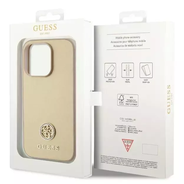 Guess GUHCP15LPS4DGPD iPhone 15 Pro 6.1&quot  gold/gold hardcase Strass Metal Logo 7