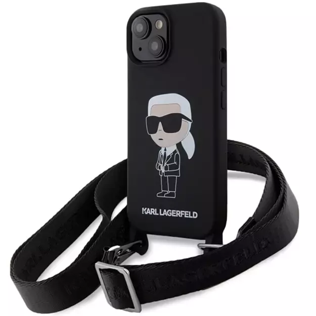 Karl Lagerfeld KLHCP15SSCBSKNK iPhone 15 6.1&quot  hardcase black/black Crossbody Silicone Ikonik