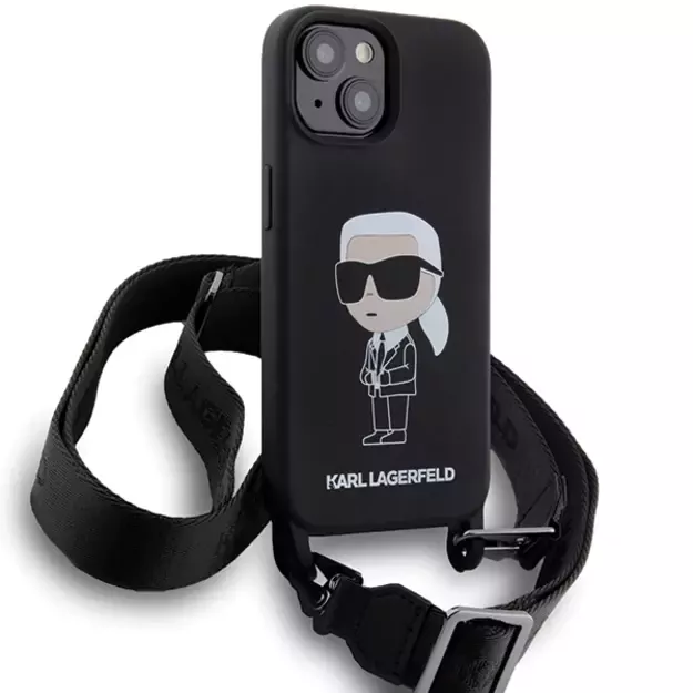 Karl Lagerfeld KLHCP15SSCBSKNK iPhone 15 6.1&quot  hardcase black/black Crossbody Silicone Ikonik 8