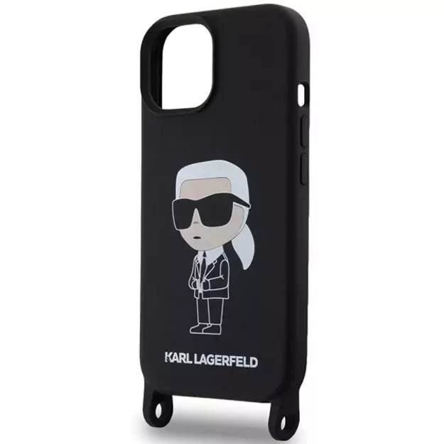 Karl Lagerfeld KLHCP15SSCBSKNK iPhone 15 6.1&quot  hardcase black/black Crossbody Silicone Ikonik 10