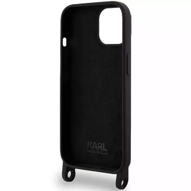 Karl Lagerfeld KLHCP15SSCBSKNK iPhone 15 6.1&quot  hardcase black/black Crossbody Silicone Ikonik 11