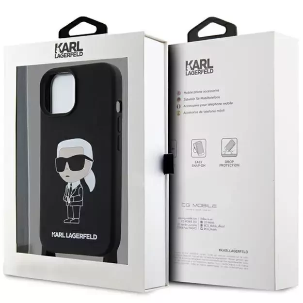 Karl Lagerfeld KLHCP15SSCBSKNK iPhone 15 6.1&quot  hardcase black/black Crossbody Silicone Ikonik 12