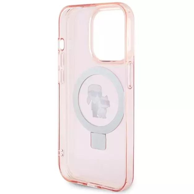 Karl Lagerfeld KLHMP15LHMRSKCP iPhone 15 Pro 6.1&quot  pink/pink hardcase Ring Stand Karl&amp Choupette MagSafe 5
