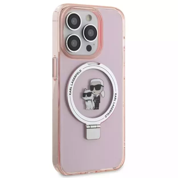 Karl Lagerfeld KLHMP15LHMRSKCP iPhone 15 Pro 6.1&quot  pink/pink hardcase Ring Stand Karl&amp Choupette MagSafe 3