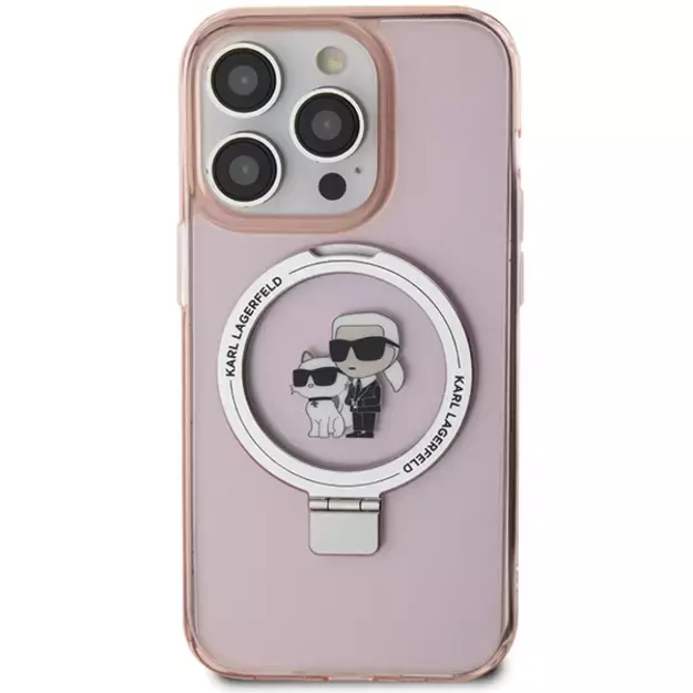 Karl Lagerfeld KLHMP15LHMRSKCP iPhone 15 Pro 6.1&quot  pink/pink hardcase Ring Stand Karl&amp Choupette MagSafe 2