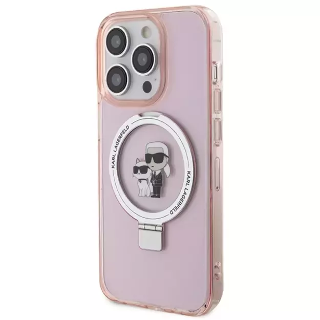 Karl Lagerfeld KLHMP15LHMRSKCP iPhone 15 Pro 6.1&quot  pink/pink hardcase Ring Stand Karl&amp Choupette MagSafe 1