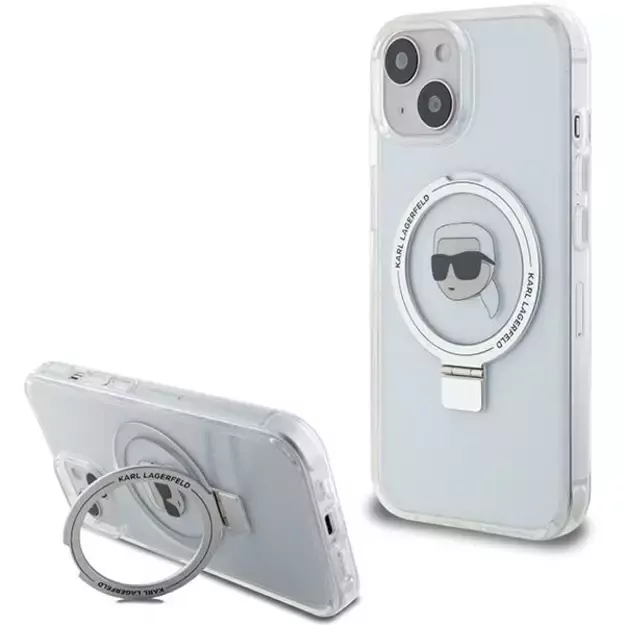 Karl Lagerfeld KLHMP15SHMRSKHH iPhone 15 6.1&quot  white/white hardcase Ring Stand Karl Head MagSafe