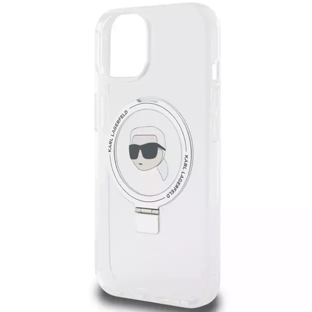Karl Lagerfeld KLHMP15SHMRSKHH iPhone 15 6.1&quot  white/white hardcase Ring Stand Karl Head MagSafe 5