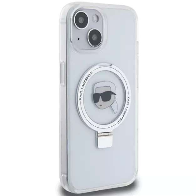 Karl Lagerfeld KLHMP15SHMRSKHH iPhone 15 6.1&quot  white/white hardcase Ring Stand Karl Head MagSafe 3