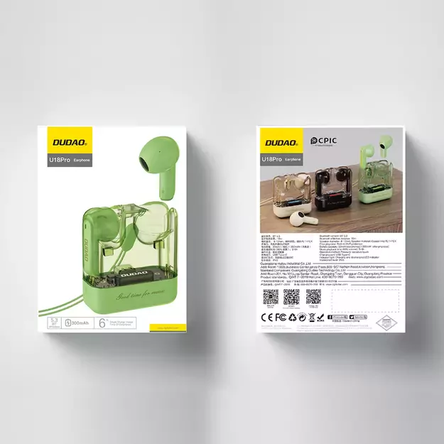 Dudao U18Pro Bluetooth 5.3 TWS wireless headphones - green 4