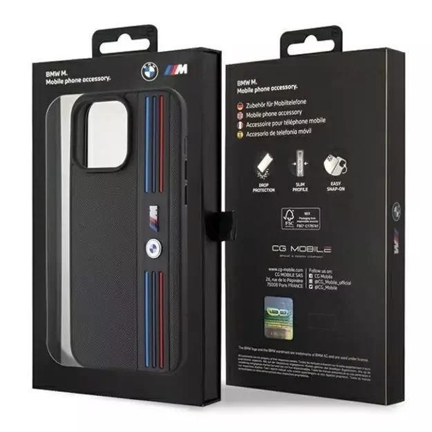 BMW Tricolor M Collection iPhone 15 Pro Case - Black 7