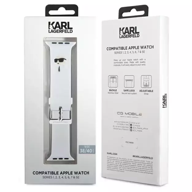 Karl Lagerfeld 3D Rubber Karl Head strap for Apple Watch 38/40/41mm - white 6