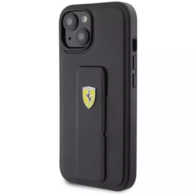 Ferrari Grip Stand Metal Logo case for iPhone 15 - black 1