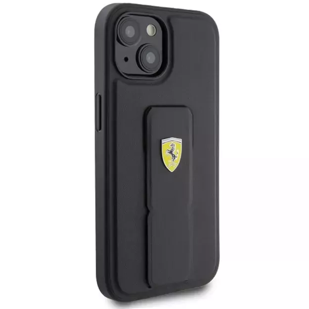 Ferrari Grip Stand Metal Logo case for iPhone 15 - black 3