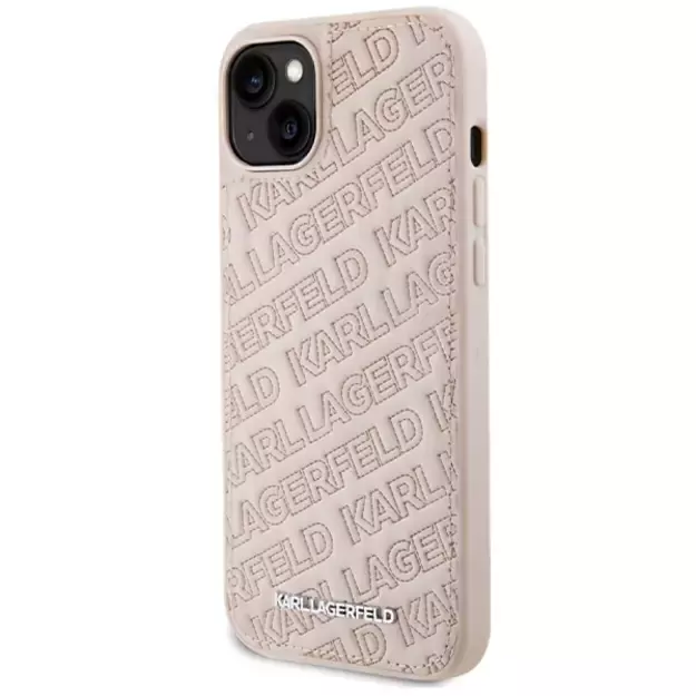 Karl Lagerfeld Quilted K Pattern case for iPhone 15 Plus / 14 Plus - pink 1