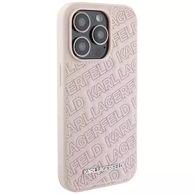 Karl Lagerfeld Quilted K Pattern case for iPhone 15 Pro Max - pink 4