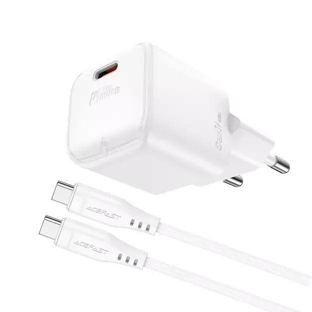 Acefast A73 Mini PD 20W GaN wall charger + USB-C cable - white 8