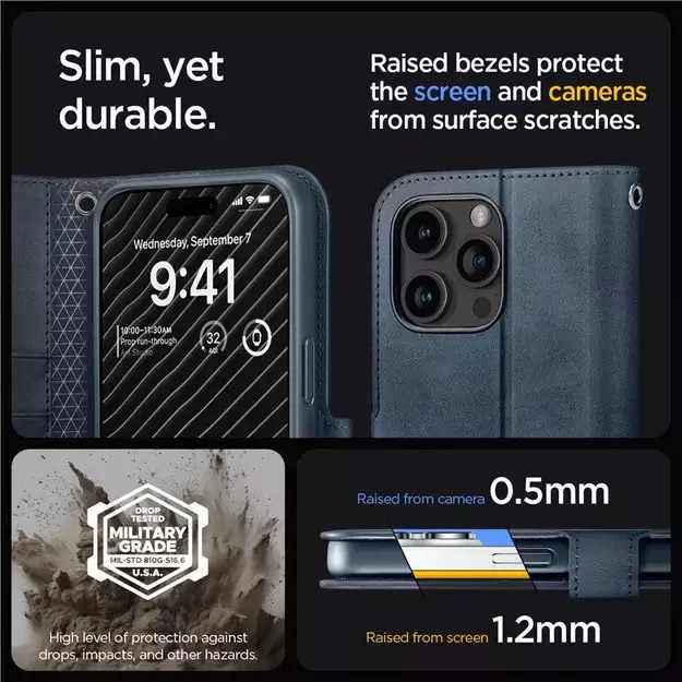 Spigen Wallet S Pro Case for iPhone 15 Pro - Navy Blue 26