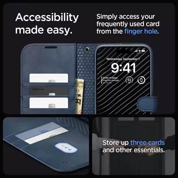 Spigen Wallet S Pro Case for iPhone 15 Pro - Navy Blue 28