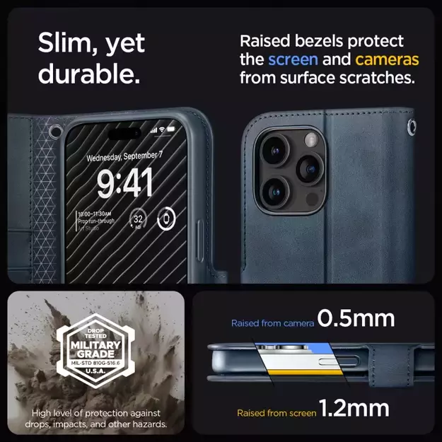 Spigen Wallet S Pro Case for iPhone 15 Pro - Navy Blue 27