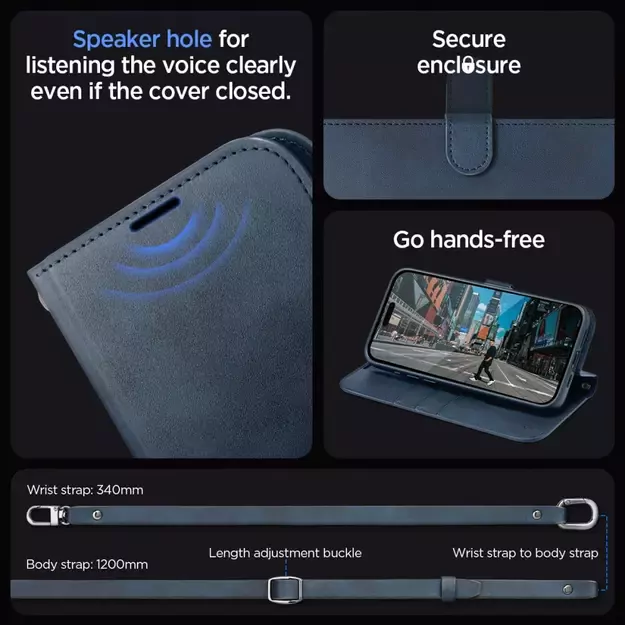 Spigen Wallet S Pro Case for iPhone 15 Pro - Navy Blue 1