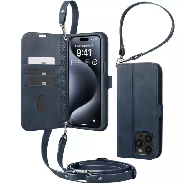 Spigen Wallet S Pro Case for iPhone 15 Pro - Navy Blue 23