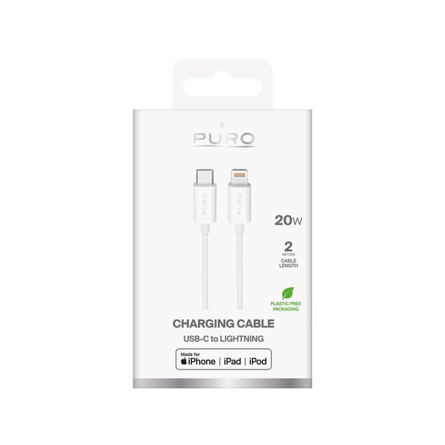 Puro TPE 20W USB-C - Lightning Cable 2m - White 1