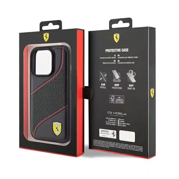 Ferrari Perforated Waves Metal Logo case for iPhone 15 Pro - black 14