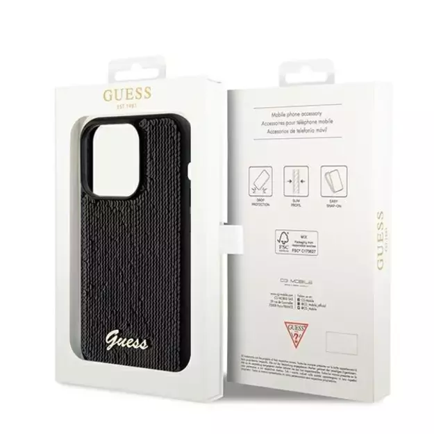 Guess Sequin Script Metal case for iPhone 14 Pro - black 7