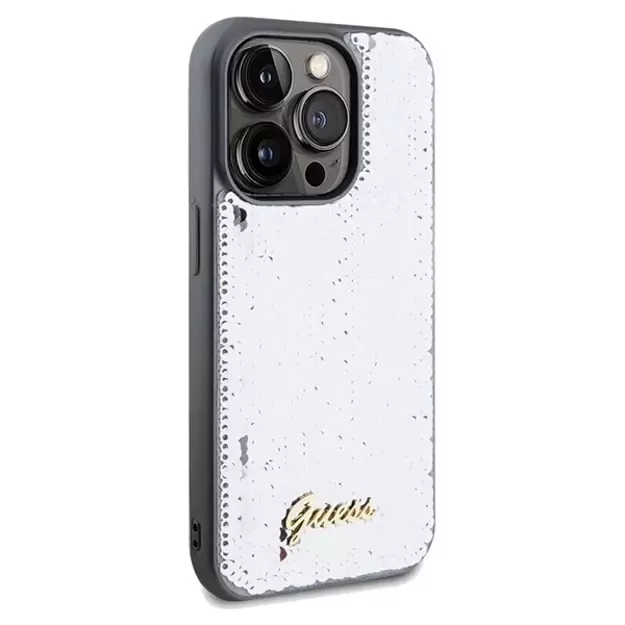 Guess Sequin Script Metal case for iPhone 14 Pro Max - silver 3